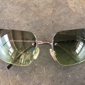 Vintage Chanel rimless glasses, early 2000’s style with rhinestones, green lens
